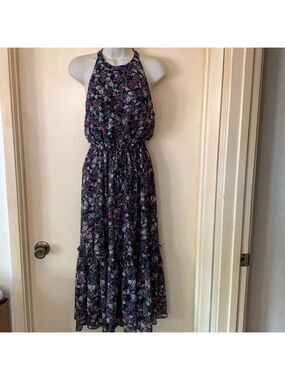 Cooper Street black floral high neck sundress size 2